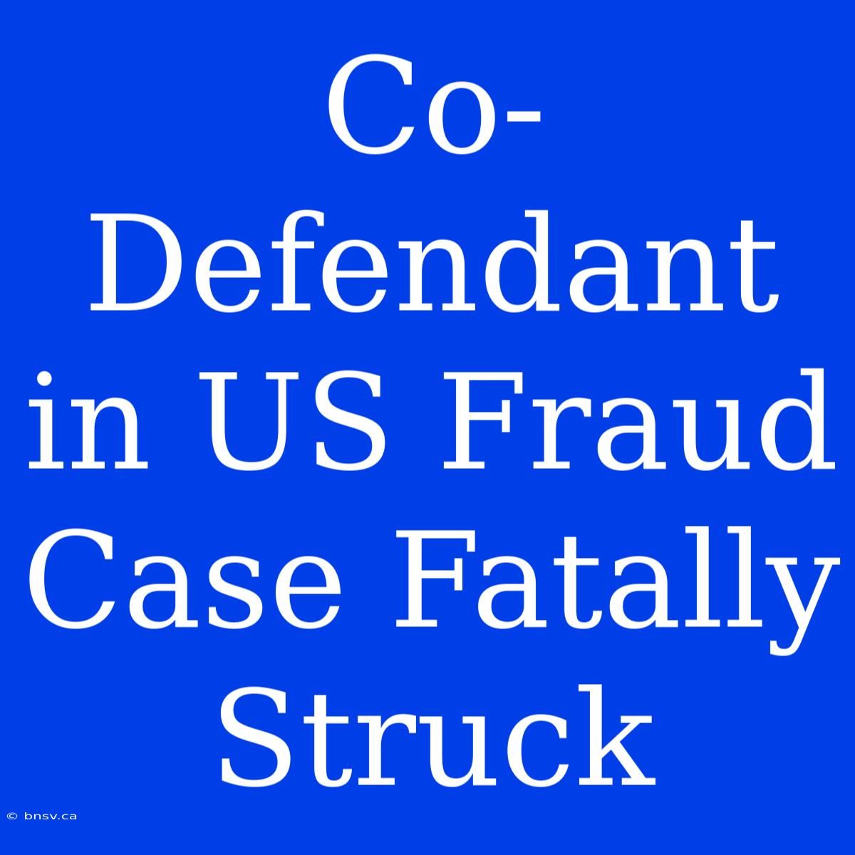 Co-Defendant In US Fraud Case Fatally Struck