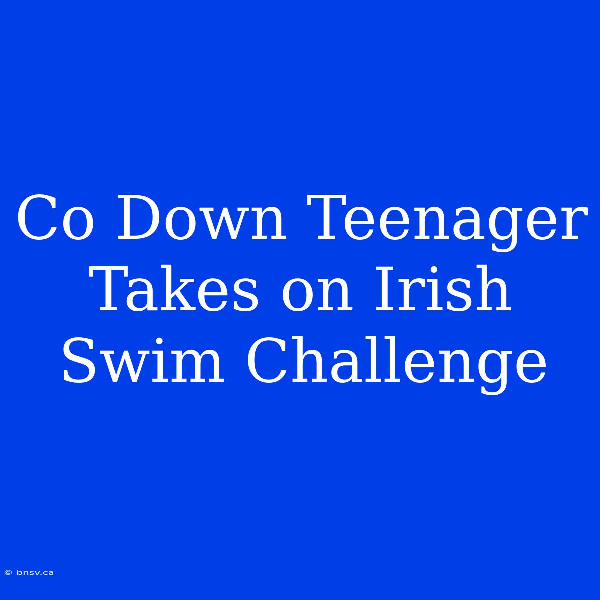 Co Down Teenager Takes On Irish Swim Challenge