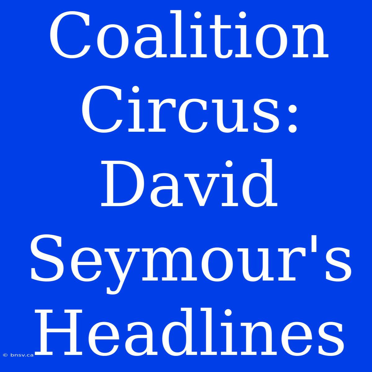 Coalition Circus: David Seymour's Headlines