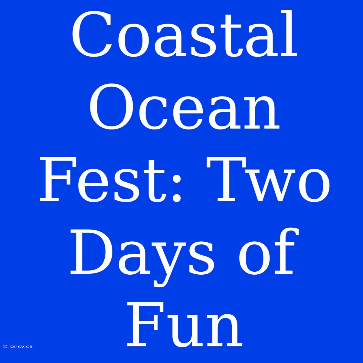 Coastal Ocean Fest: Two Days Of Fun