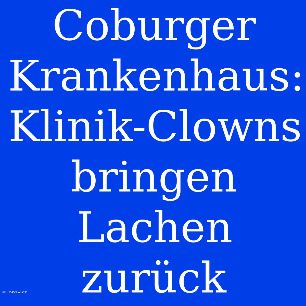 Coburger Krankenhaus: Klinik-Clowns Bringen Lachen Zurück