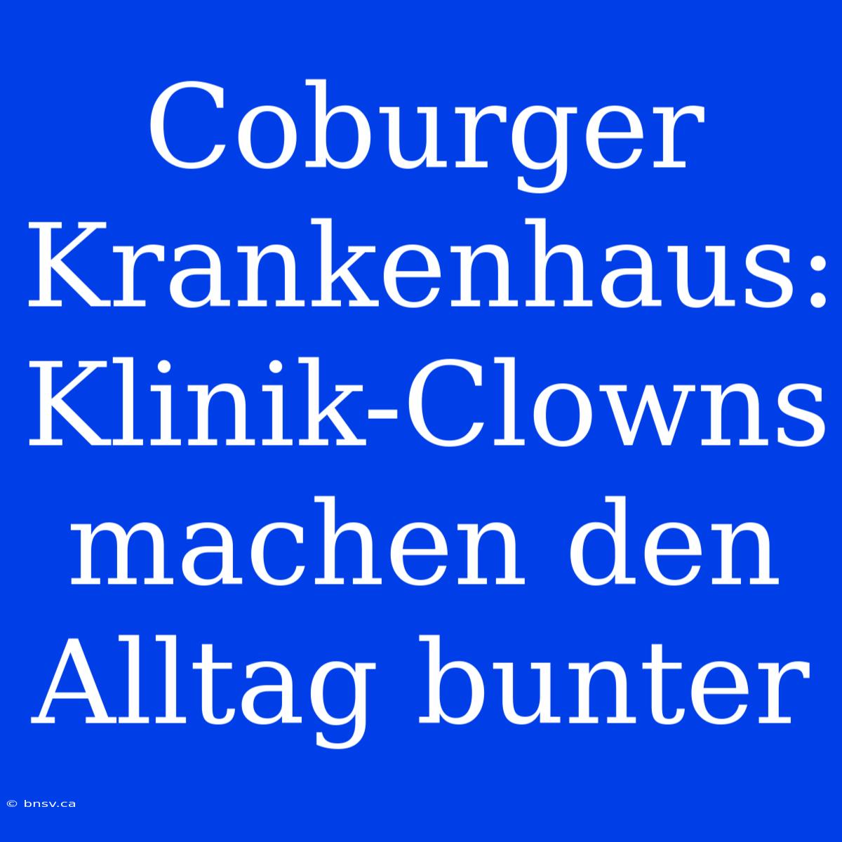 Coburger Krankenhaus: Klinik-Clowns Machen Den Alltag Bunter