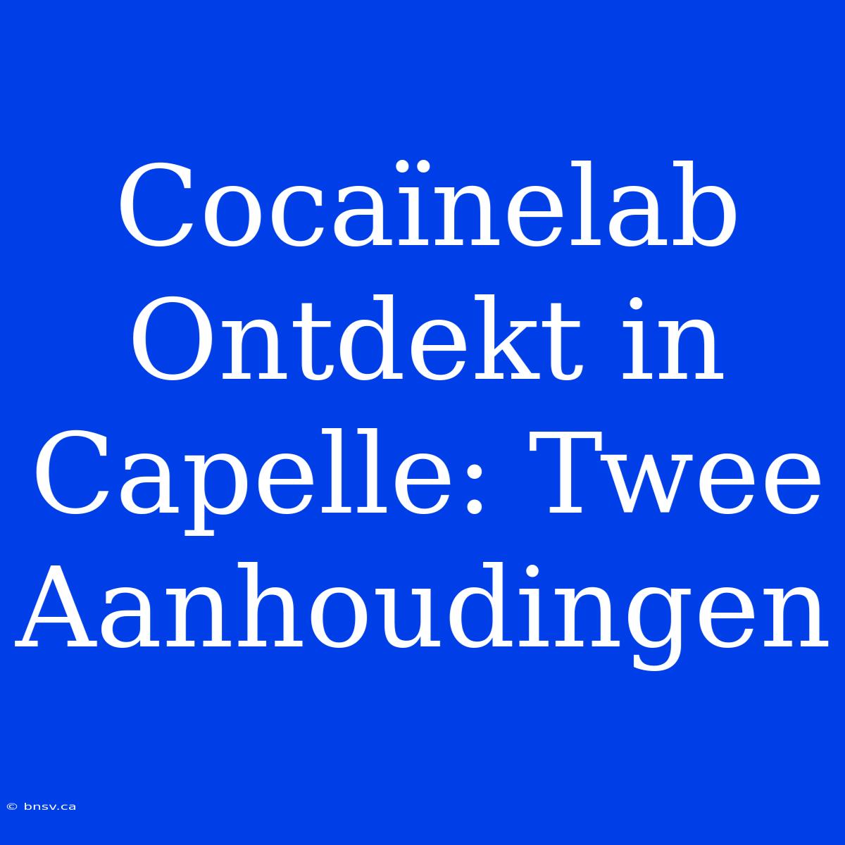 Cocaïnelab Ontdekt In Capelle: Twee Aanhoudingen