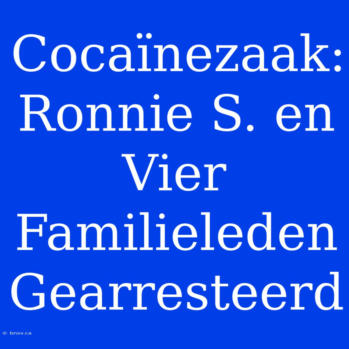 Cocaïnezaak: Ronnie S. En Vier Familieleden Gearresteerd