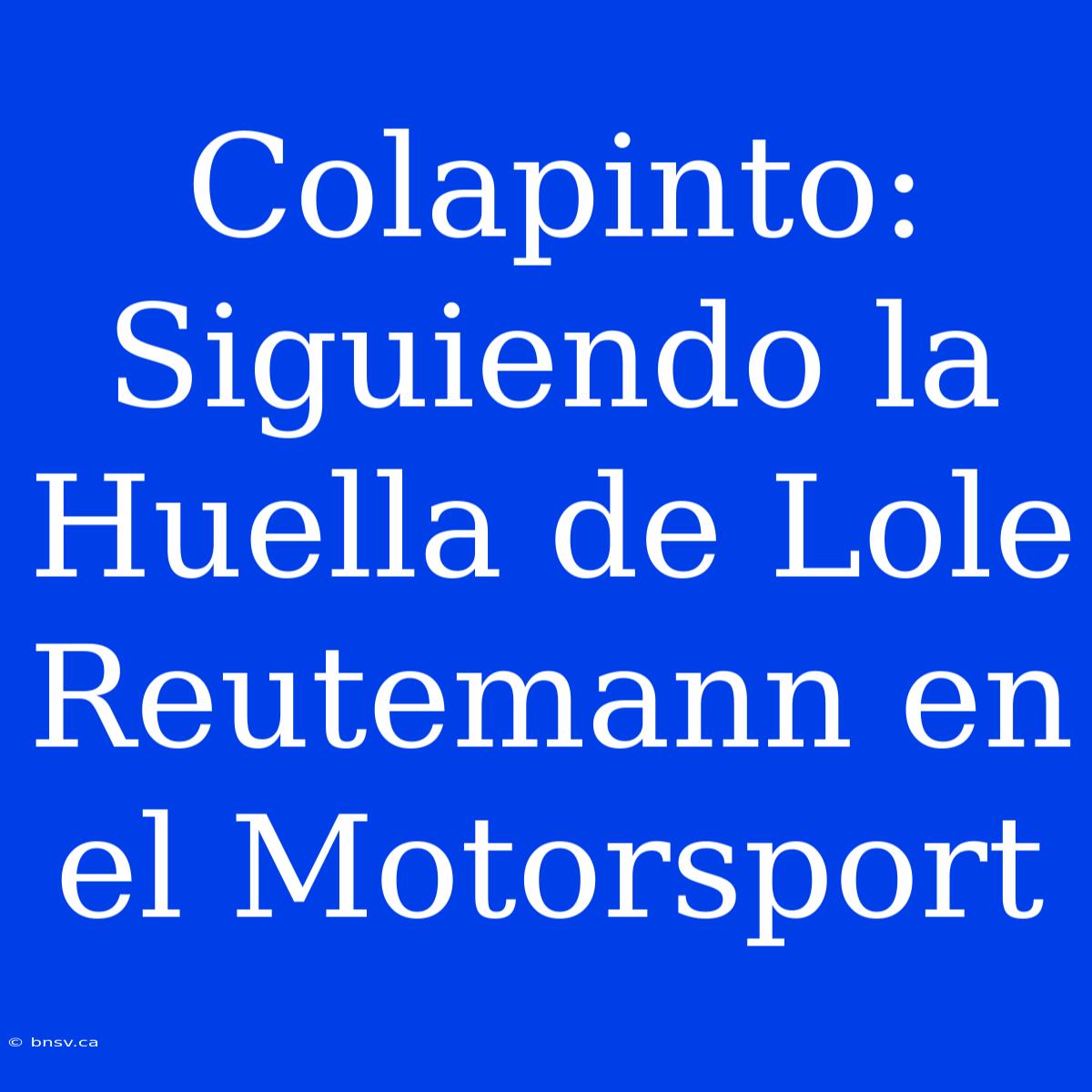 Colapinto: Siguiendo La Huella De Lole Reutemann En El Motorsport