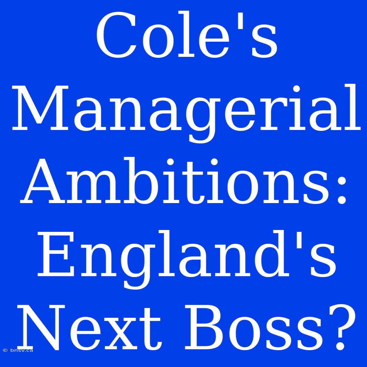 Cole's Managerial Ambitions: England's Next Boss?