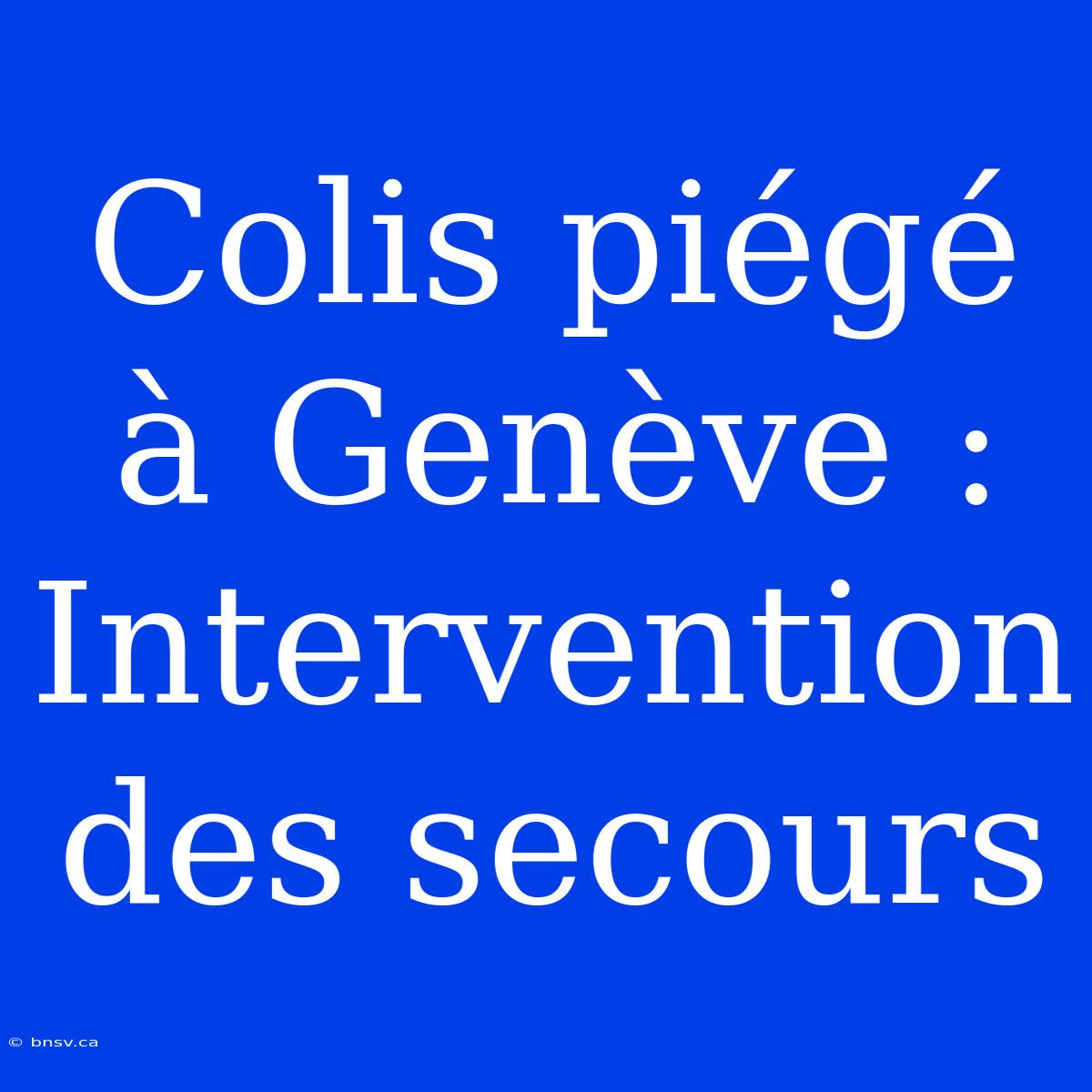 Colis Piégé À Genève : Intervention Des Secours