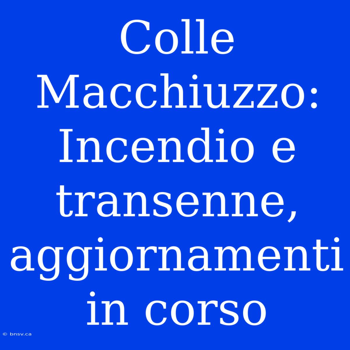 Colle Macchiuzzo: Incendio E Transenne, Aggiornamenti In Corso