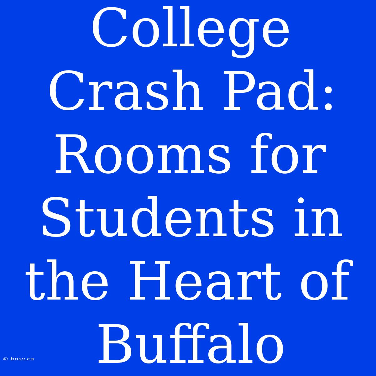 College Crash Pad: Rooms For Students In The Heart Of Buffalo