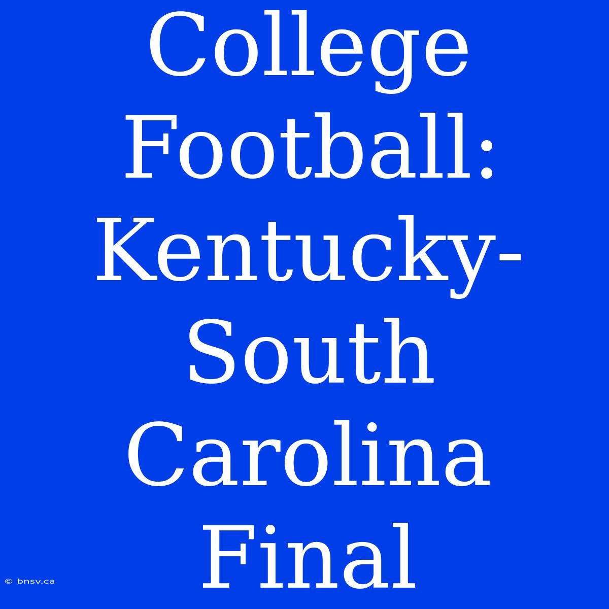 College Football: Kentucky-South Carolina Final