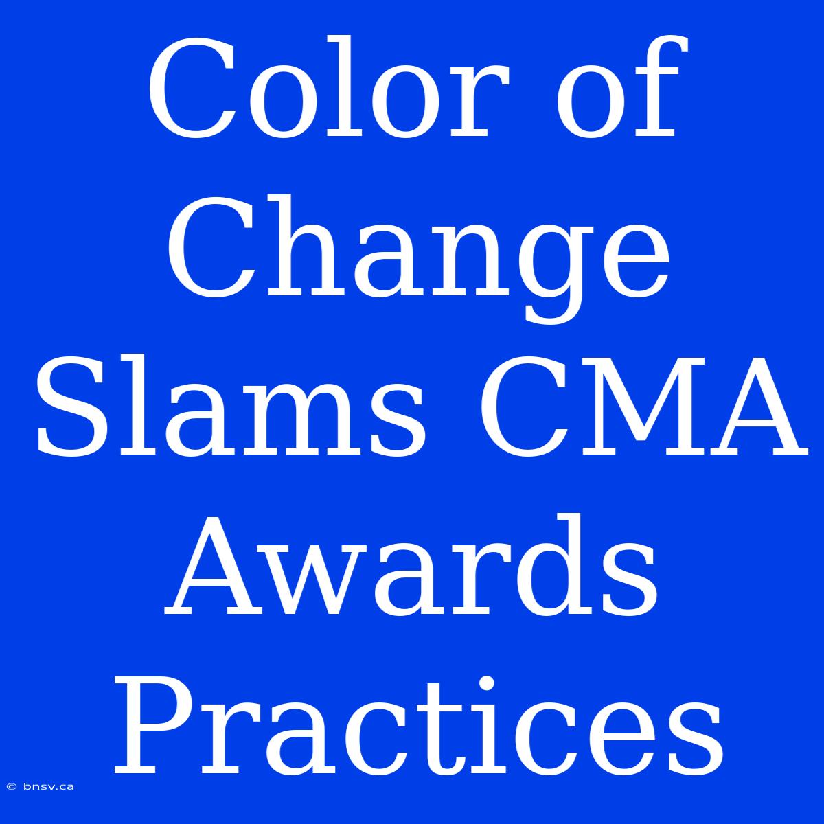 Color Of Change Slams CMA Awards Practices