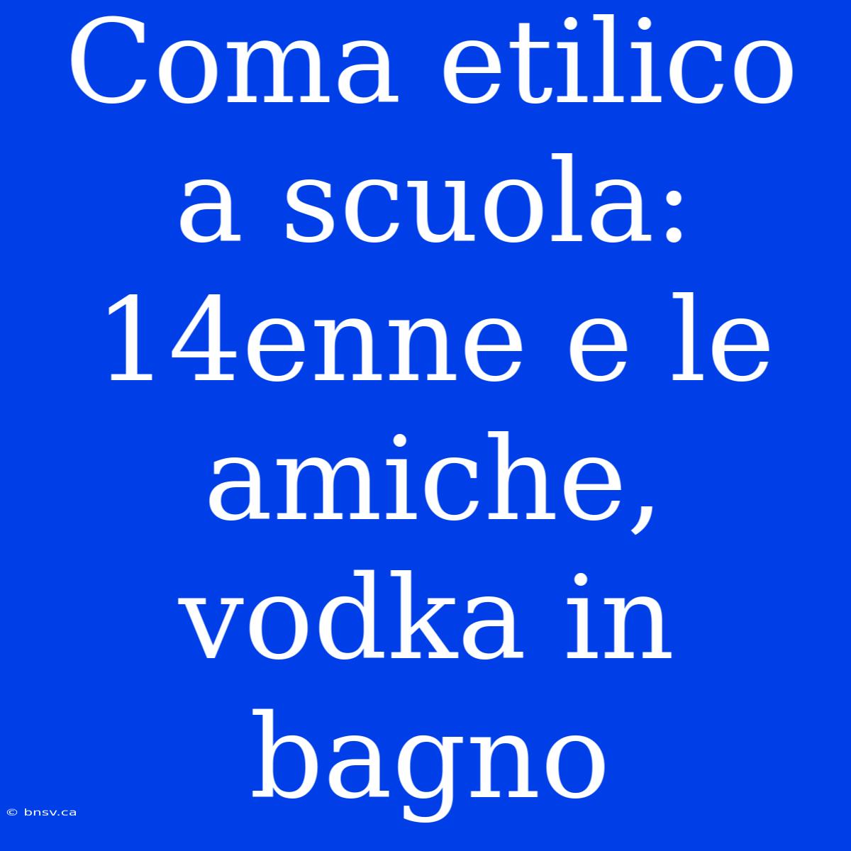 Coma Etilico A Scuola: 14enne E Le Amiche, Vodka In Bagno