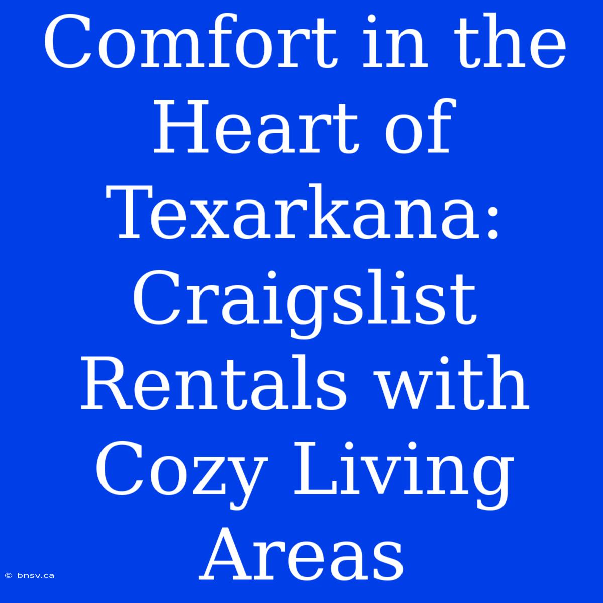 Comfort In The Heart Of Texarkana: Craigslist Rentals With Cozy Living Areas