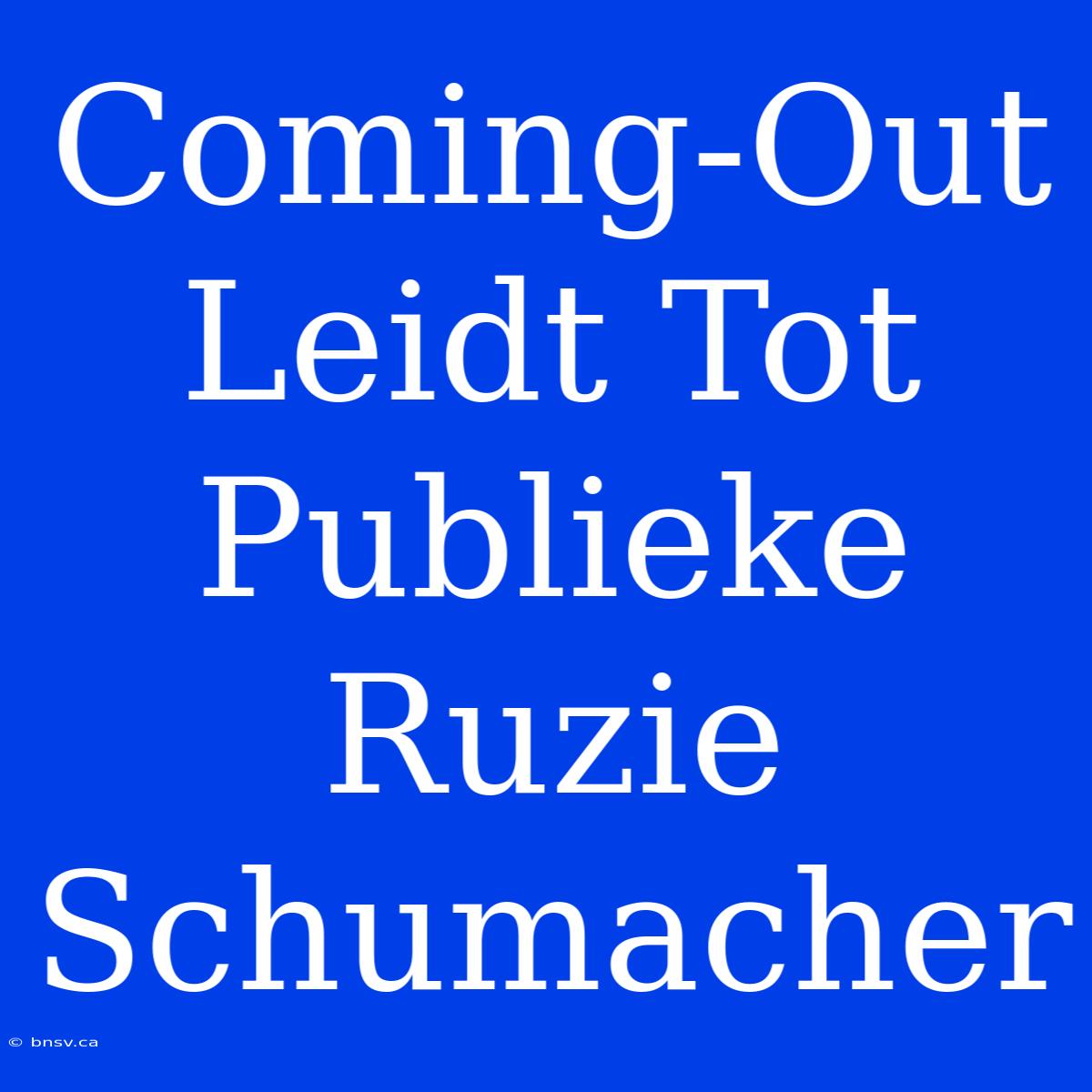 Coming-Out Leidt Tot Publieke Ruzie Schumacher