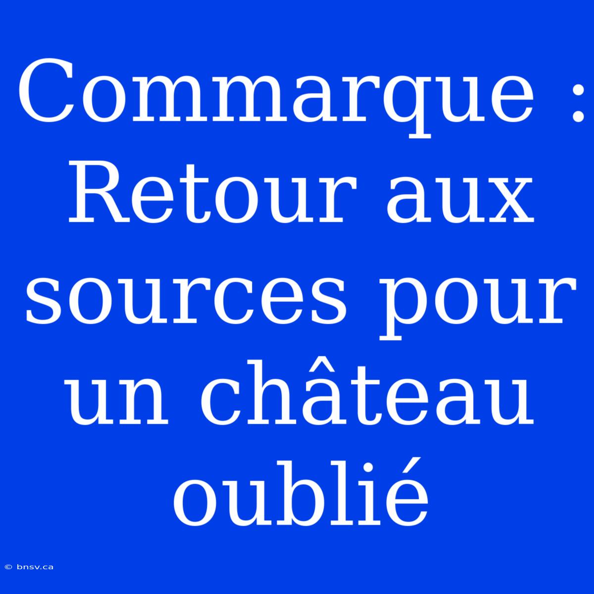 Commarque : Retour Aux Sources Pour Un Château Oublié