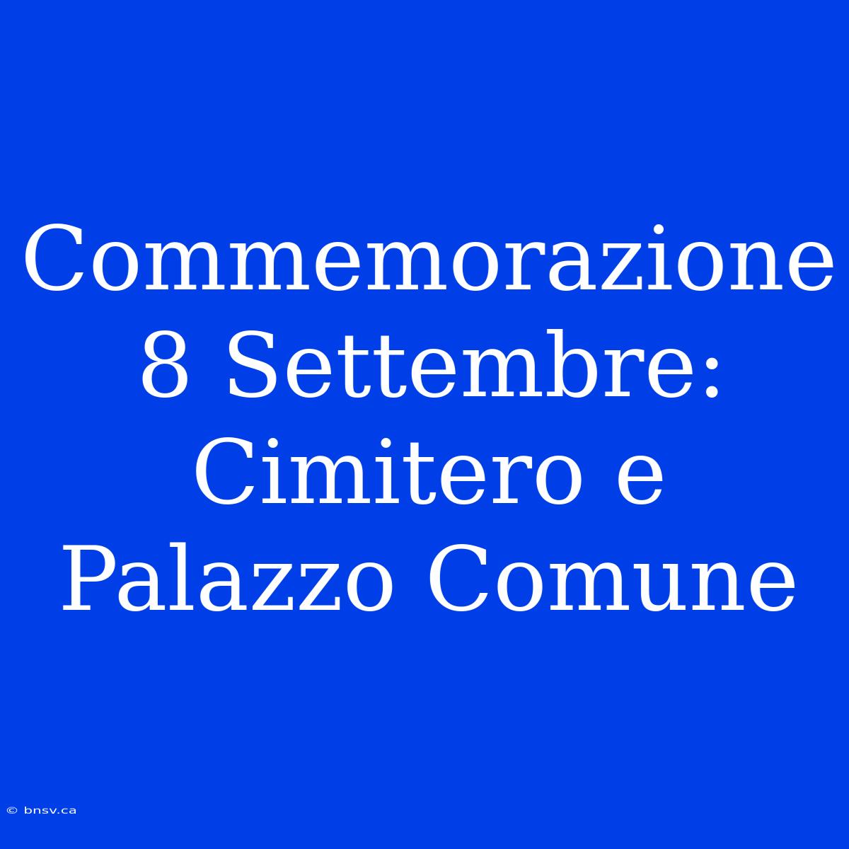 Commemorazione 8 Settembre: Cimitero E Palazzo Comune