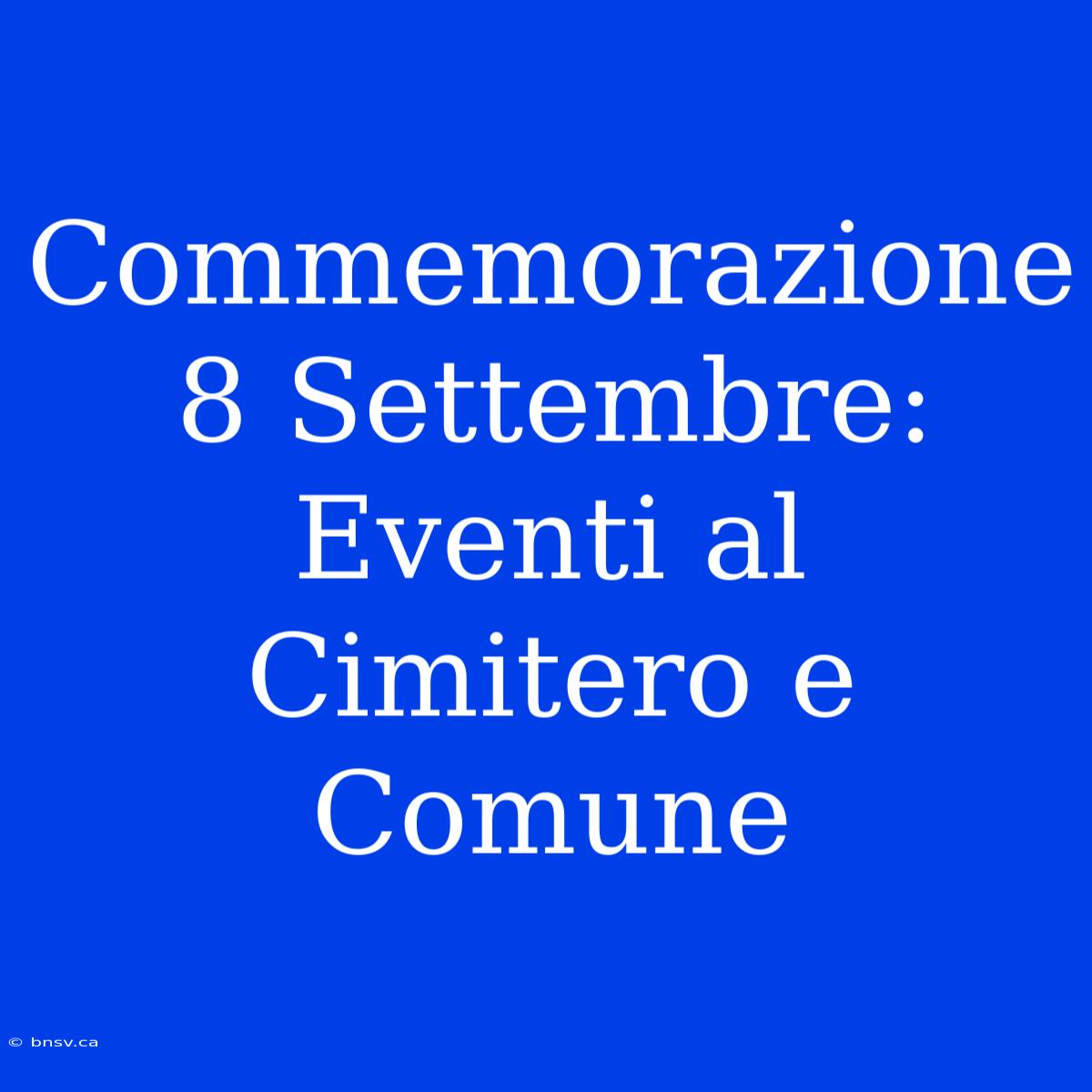 Commemorazione 8 Settembre: Eventi Al Cimitero E Comune