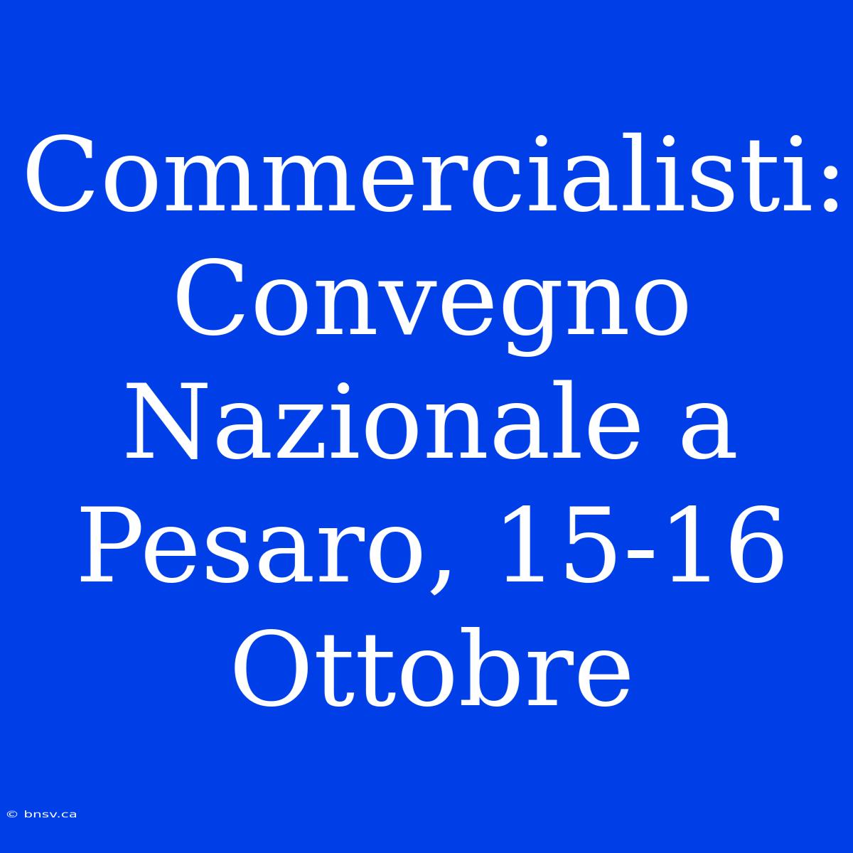 Commercialisti: Convegno Nazionale A Pesaro, 15-16 Ottobre