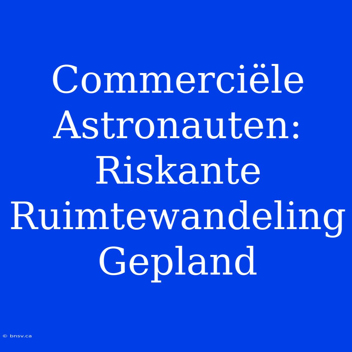 Commerciële Astronauten: Riskante Ruimtewandeling Gepland