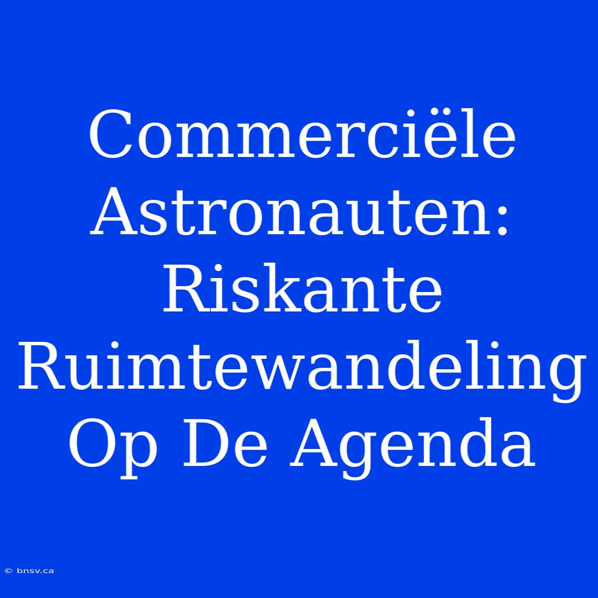 Commerciële Astronauten: Riskante Ruimtewandeling Op De Agenda