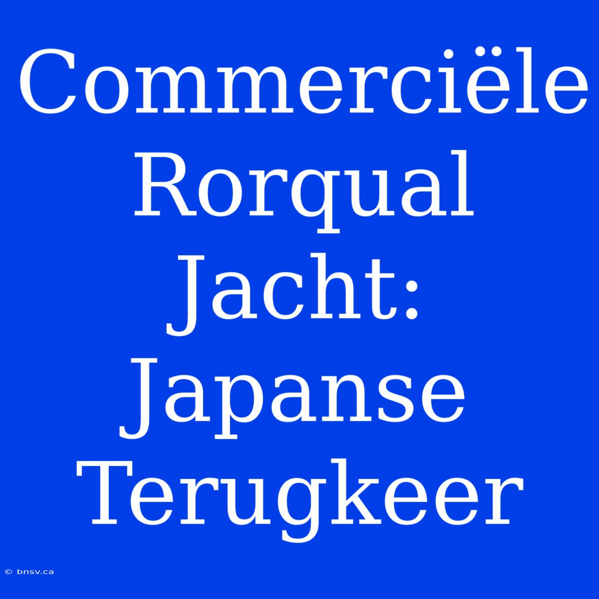 Commerciële Rorqual Jacht: Japanse Terugkeer