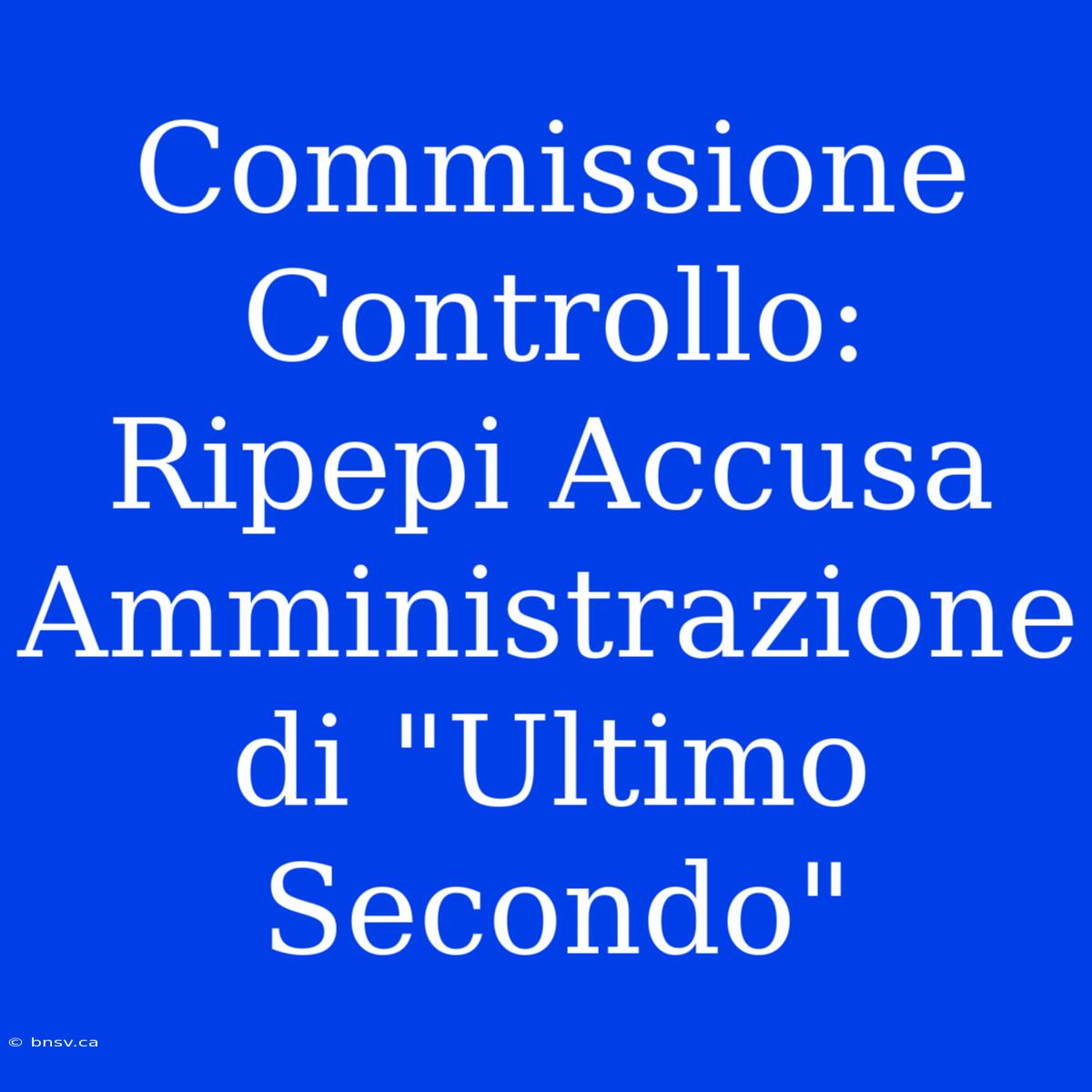 Commissione Controllo: Ripepi Accusa Amministrazione Di 