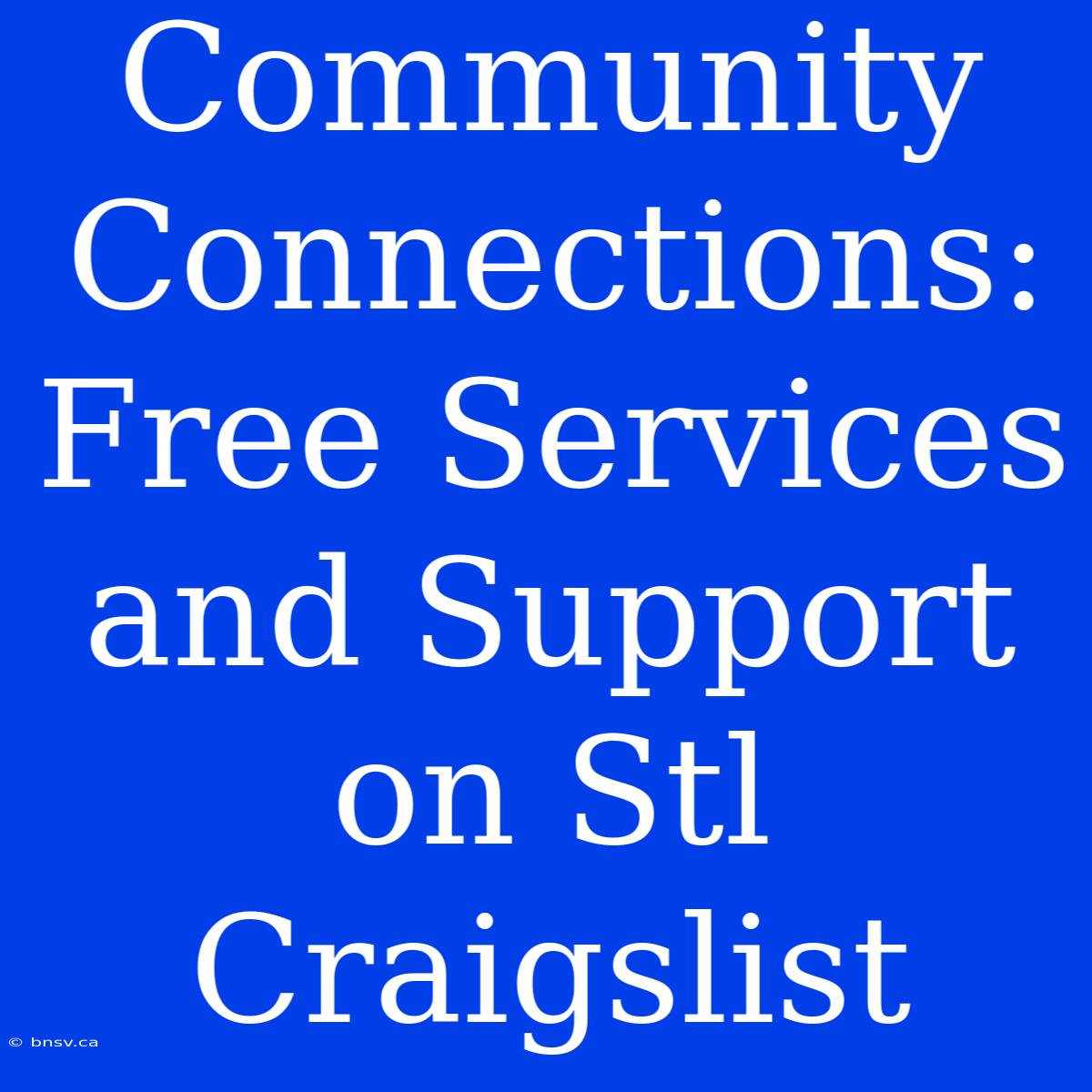 Community Connections: Free Services And Support On Stl Craigslist