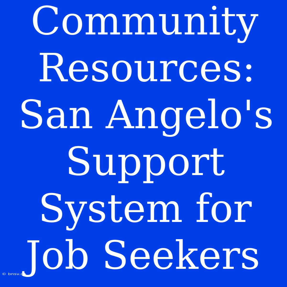 Community Resources: San Angelo's Support System For Job Seekers