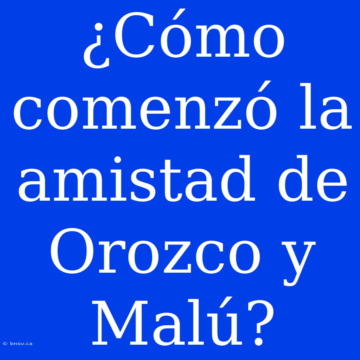 ¿Cómo Comenzó La Amistad De Orozco Y Malú?