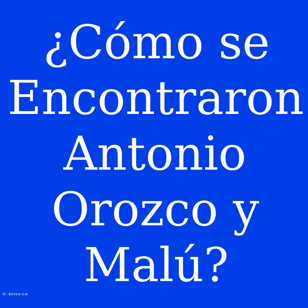 ¿Cómo Se Encontraron Antonio Orozco Y Malú?