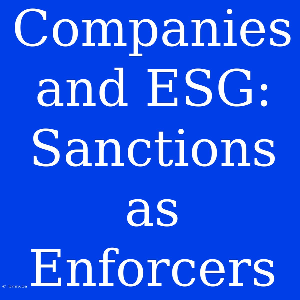 Companies And ESG:  Sanctions As Enforcers