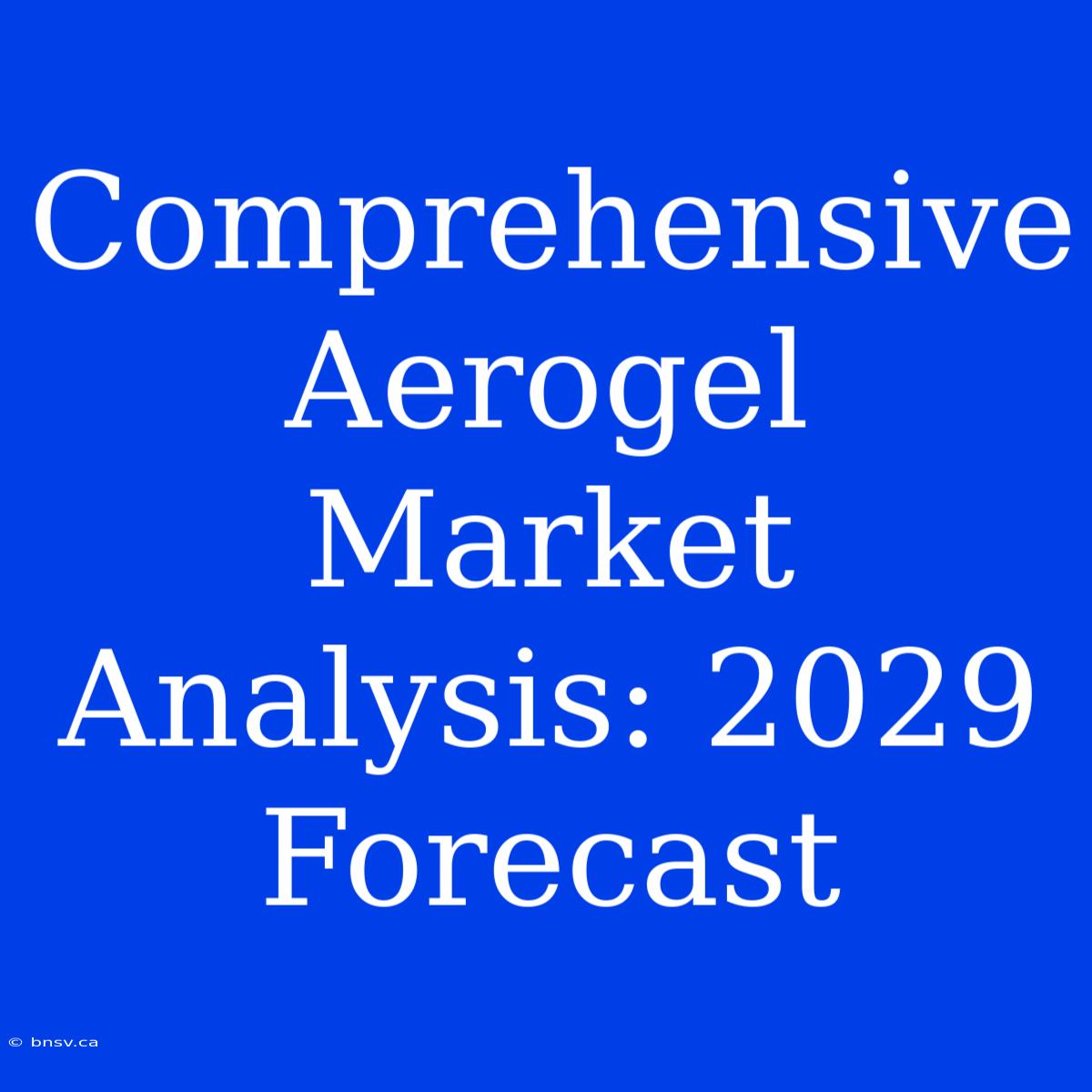 Comprehensive Aerogel Market Analysis: 2029 Forecast