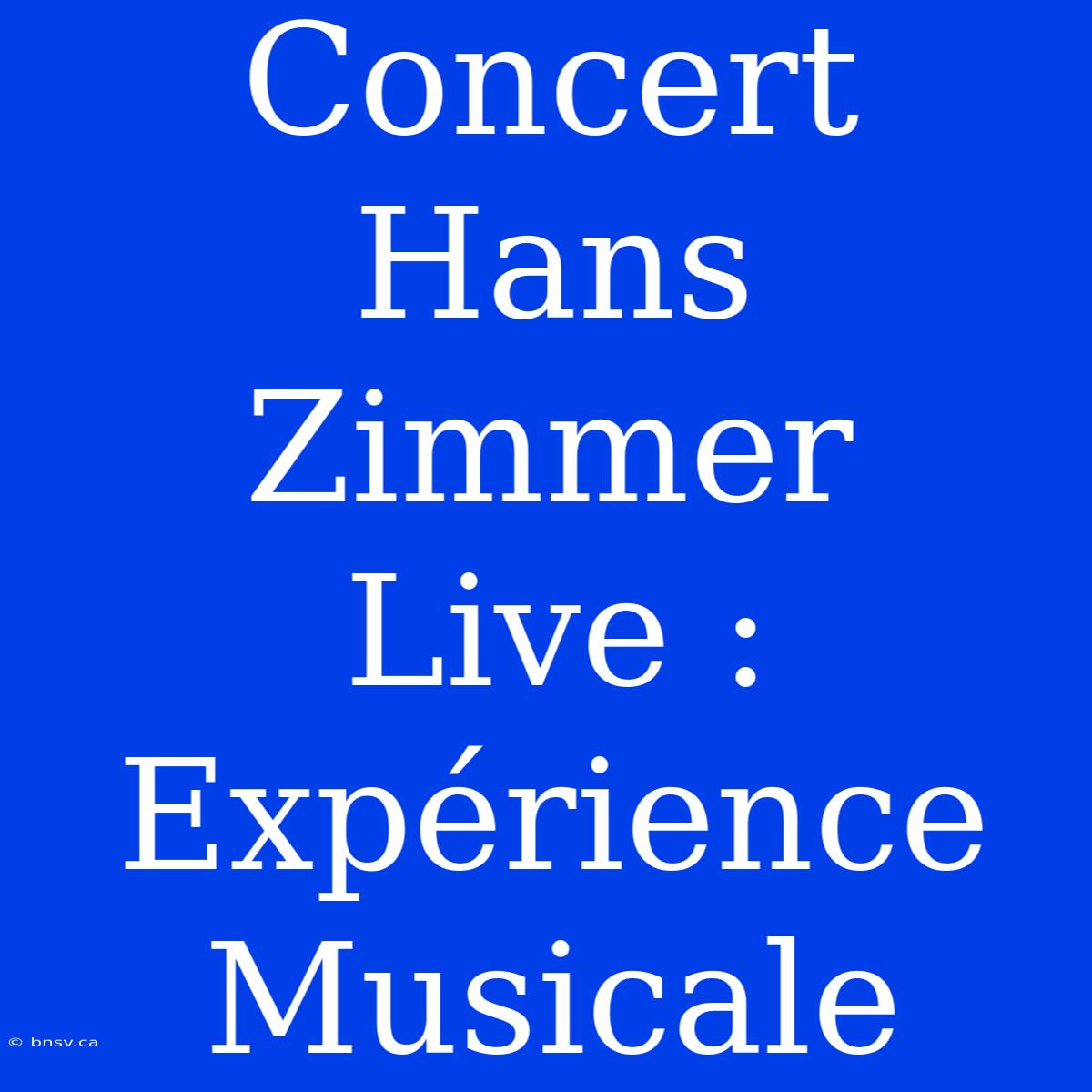 Concert Hans Zimmer Live : Expérience Musicale