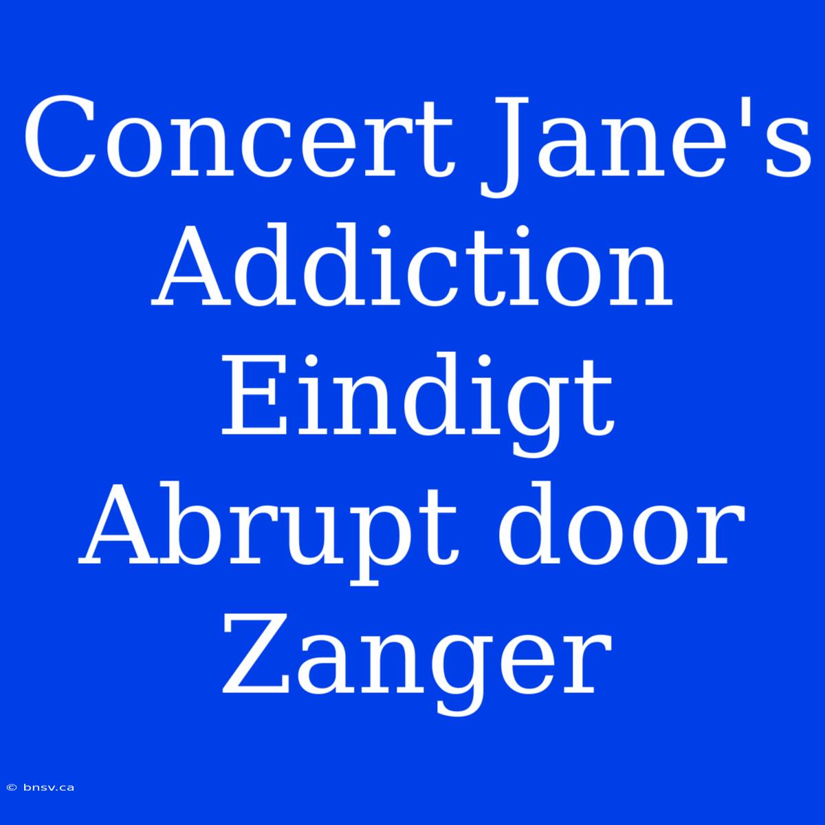 Concert Jane's Addiction Eindigt Abrupt Door Zanger