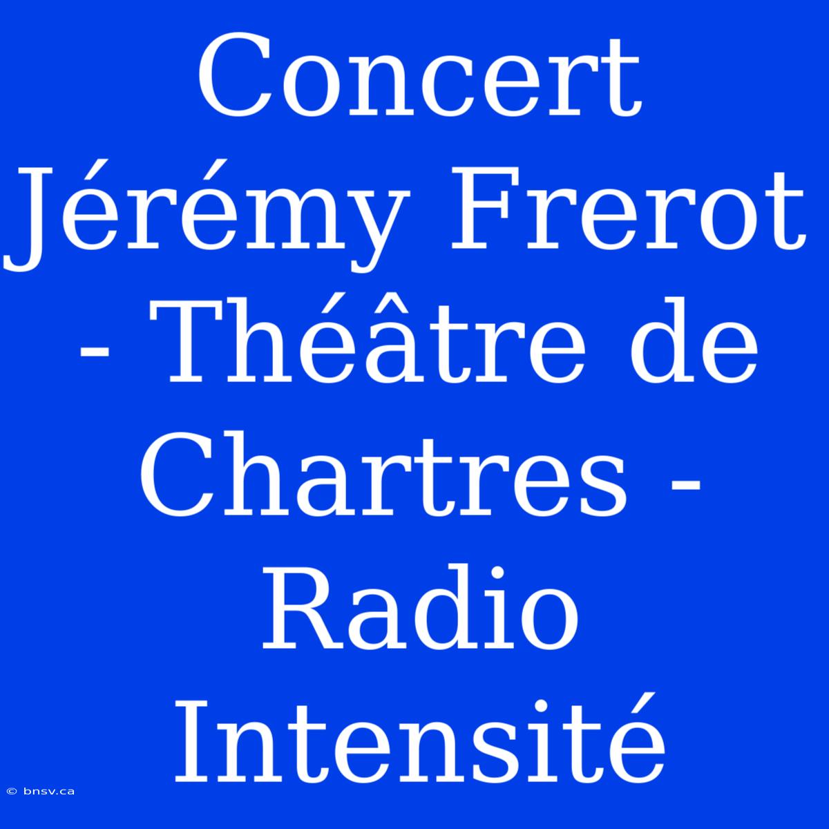 Concert Jérémy Frerot - Théâtre De Chartres - Radio Intensité