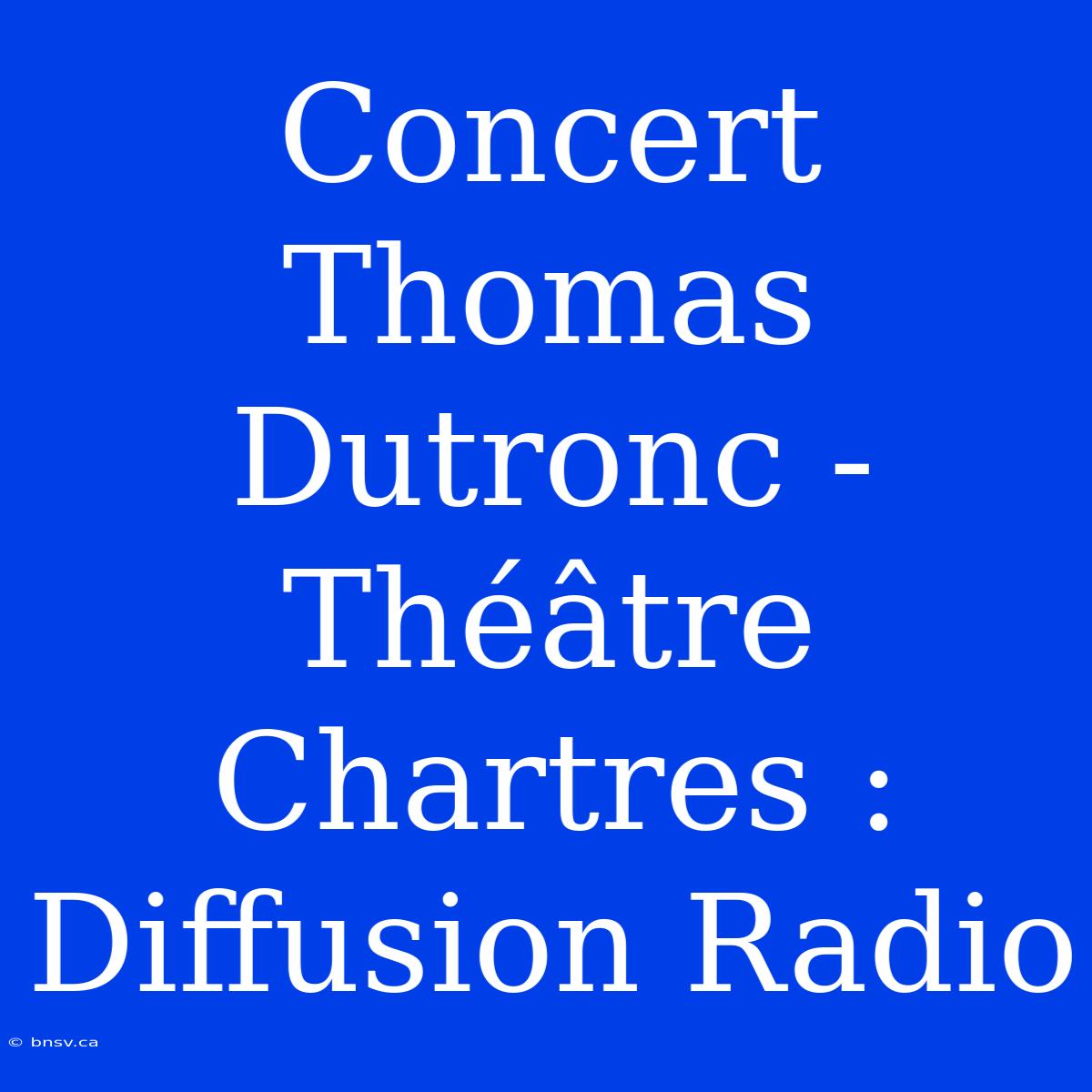 Concert Thomas Dutronc - Théâtre Chartres : Diffusion Radio