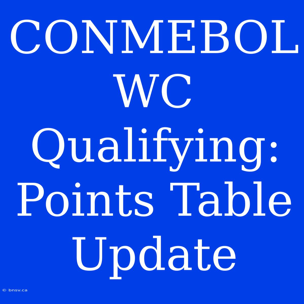 CONMEBOL WC Qualifying: Points Table Update