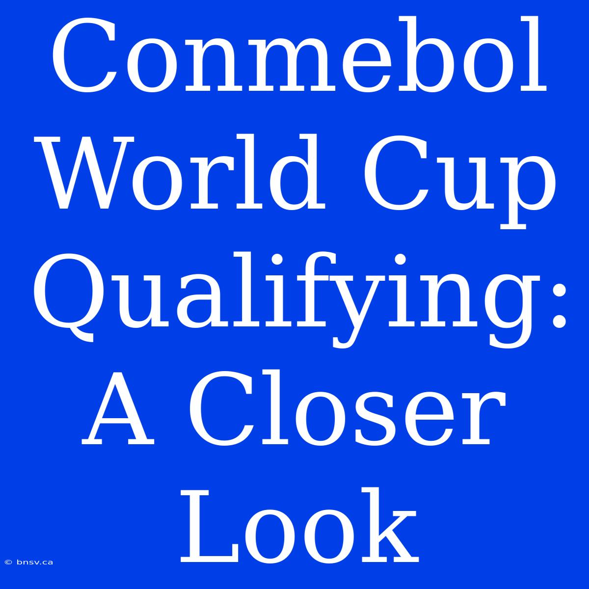 Conmebol World Cup Qualifying:  A Closer Look