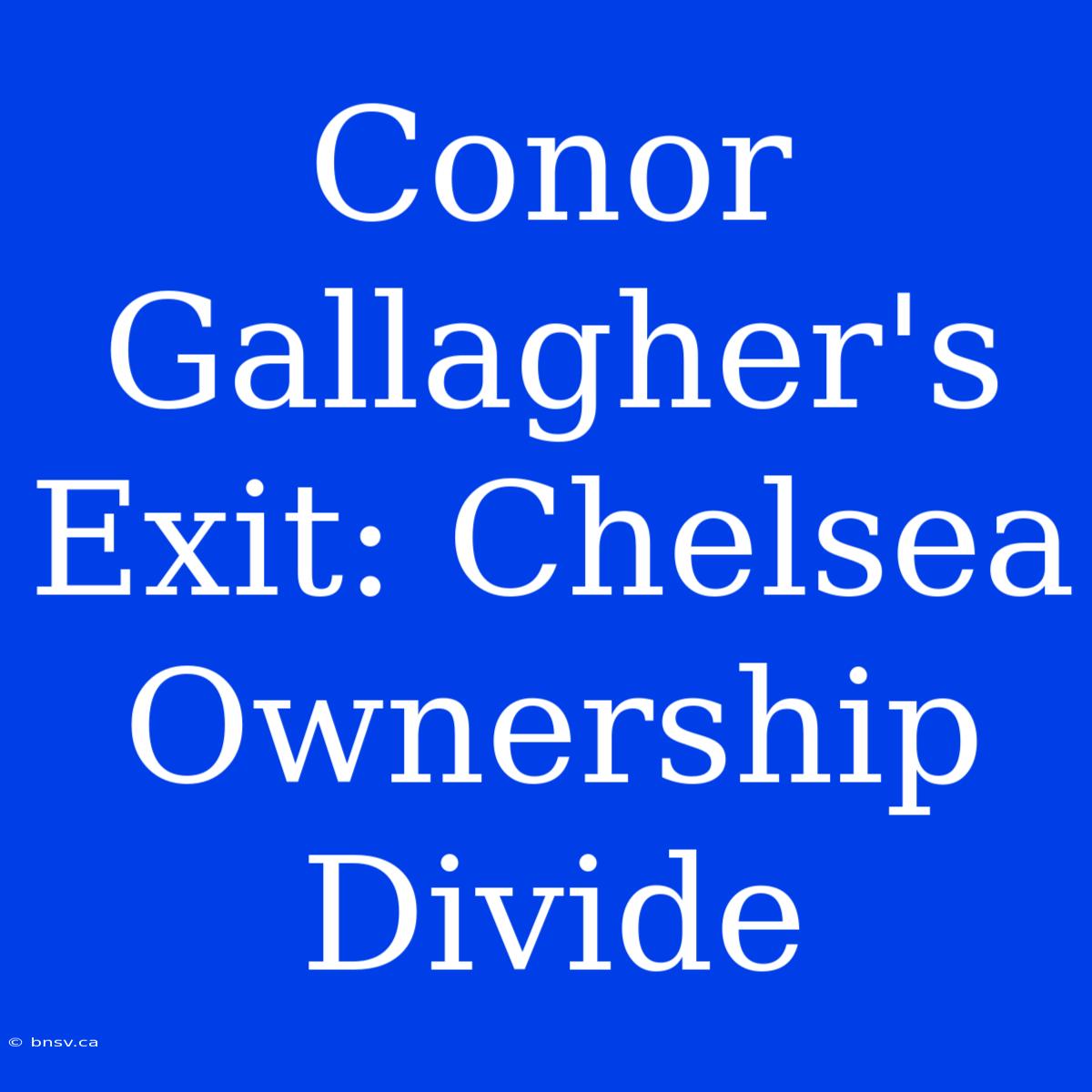 Conor Gallagher's Exit: Chelsea Ownership Divide