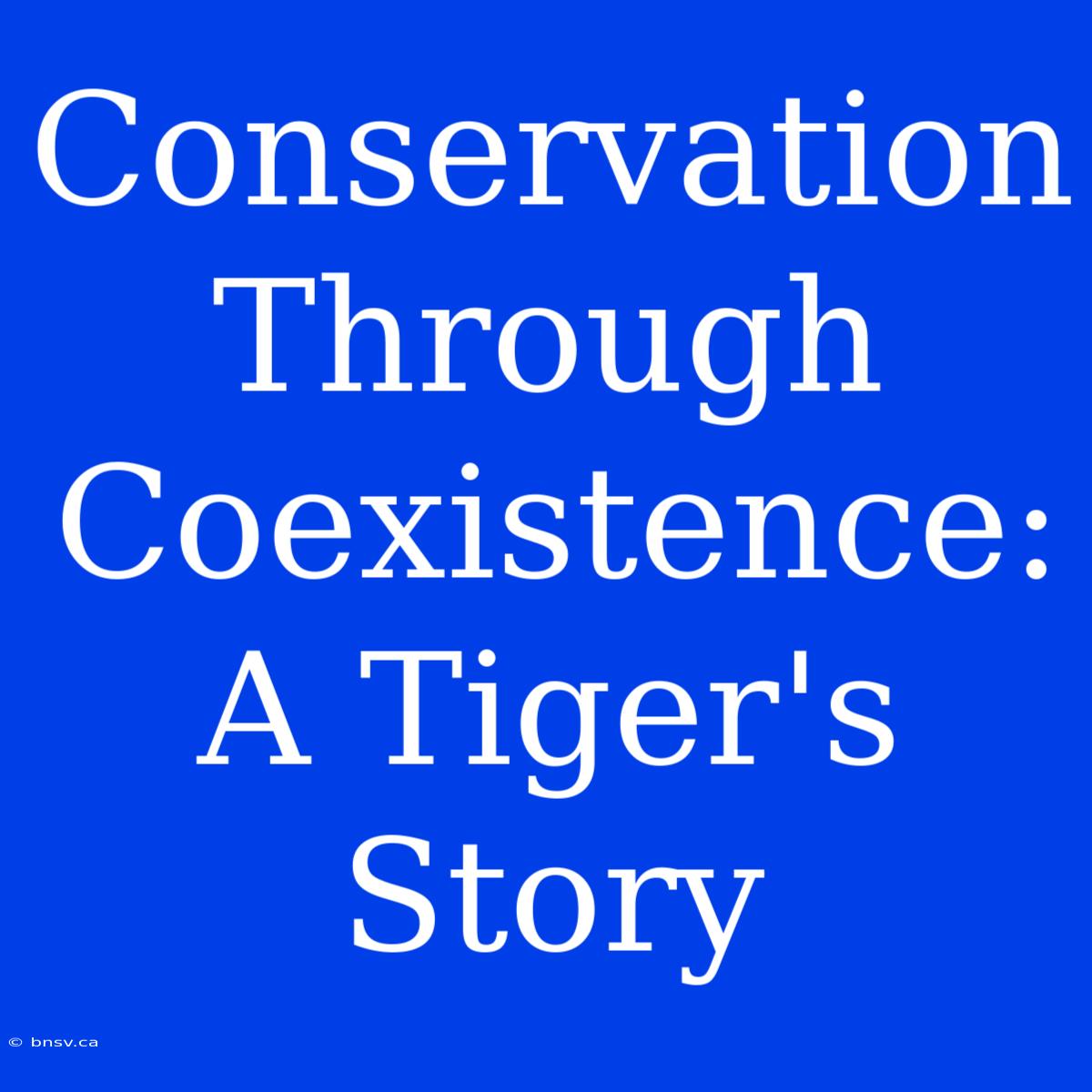 Conservation Through Coexistence: A Tiger's Story