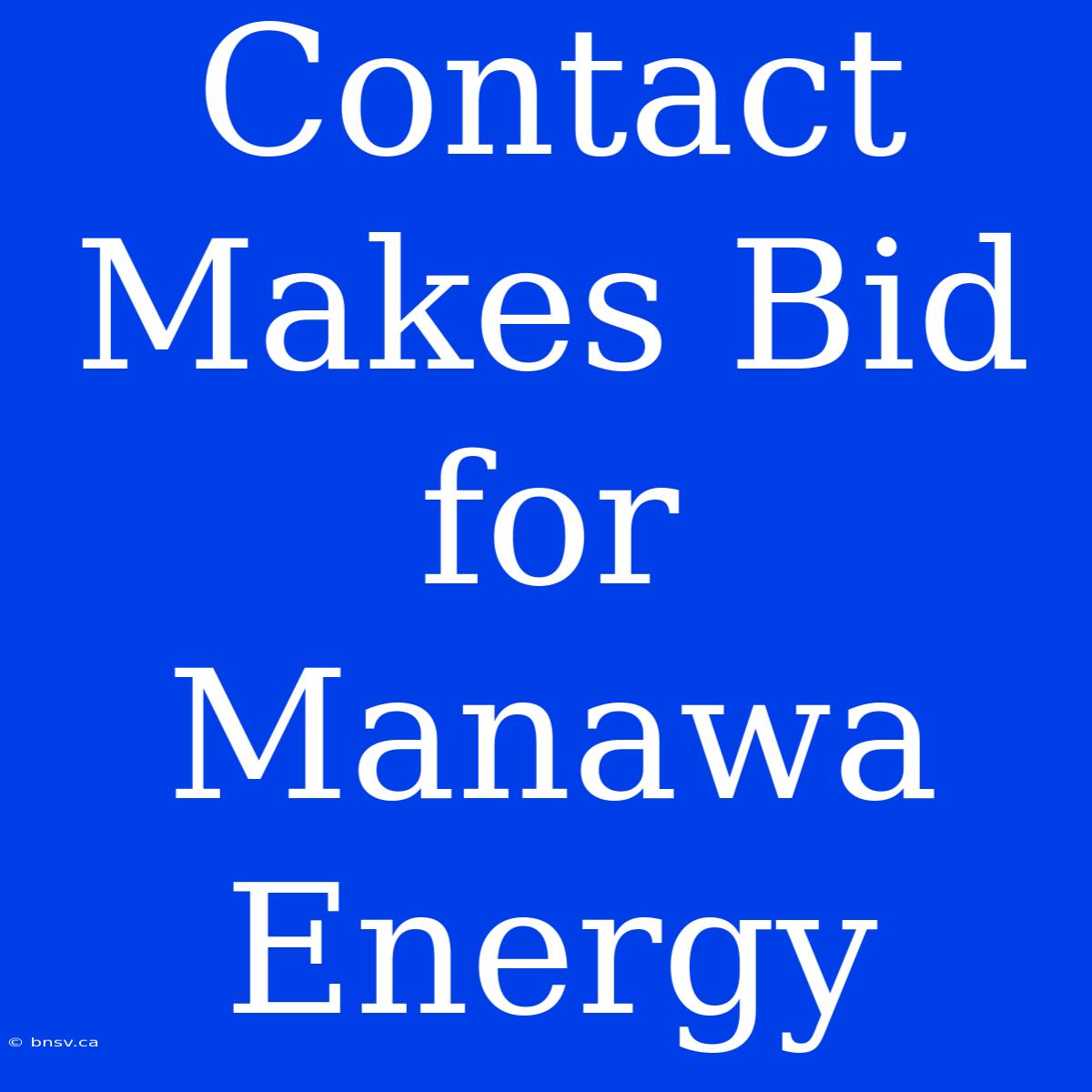 Contact Makes Bid For Manawa Energy