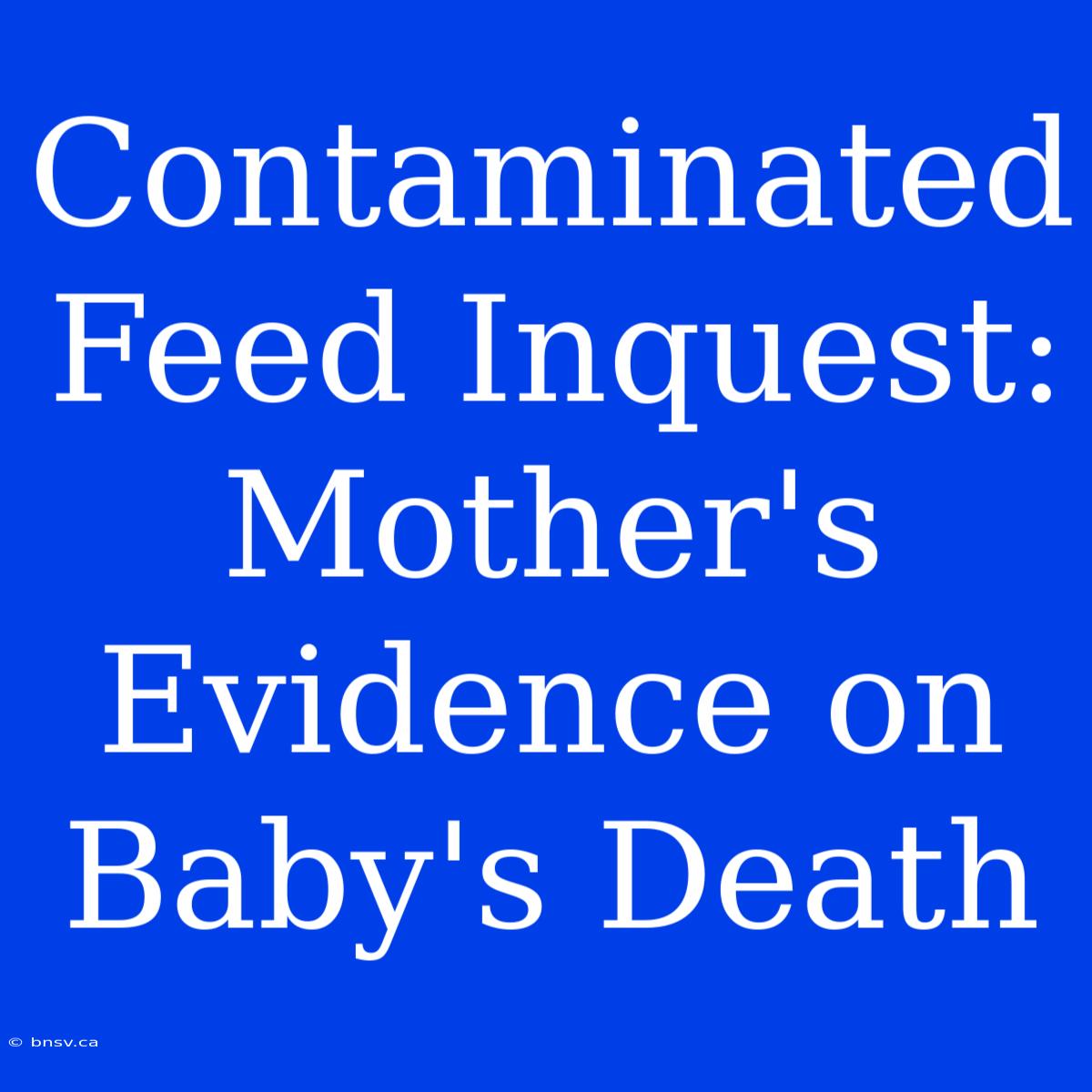 Contaminated Feed Inquest: Mother's Evidence On Baby's Death