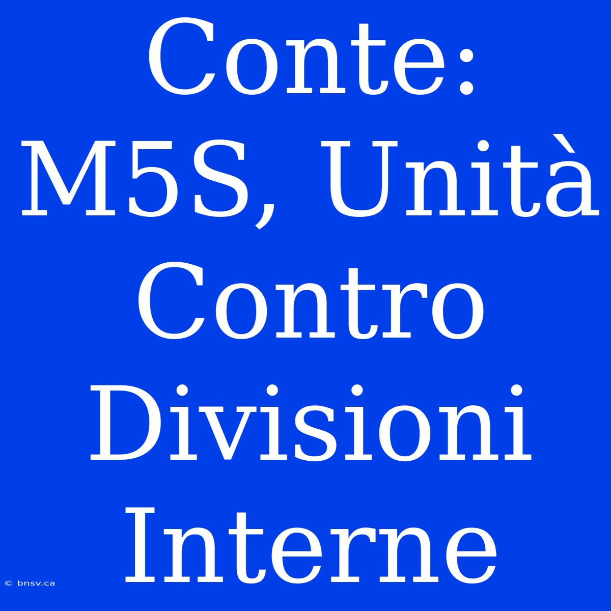 Conte: M5S, Unità Contro Divisioni Interne