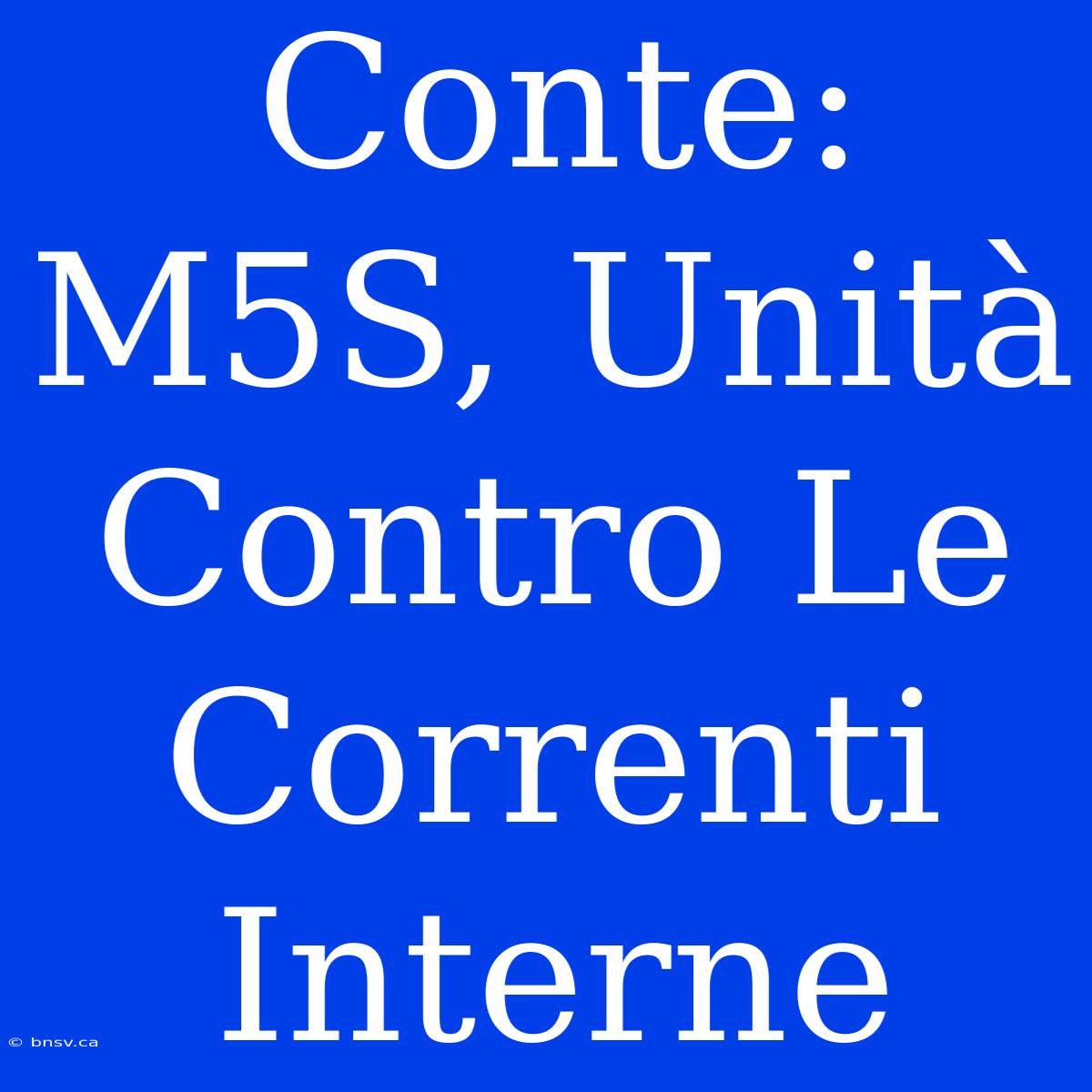 Conte: M5S, Unità Contro Le Correnti Interne