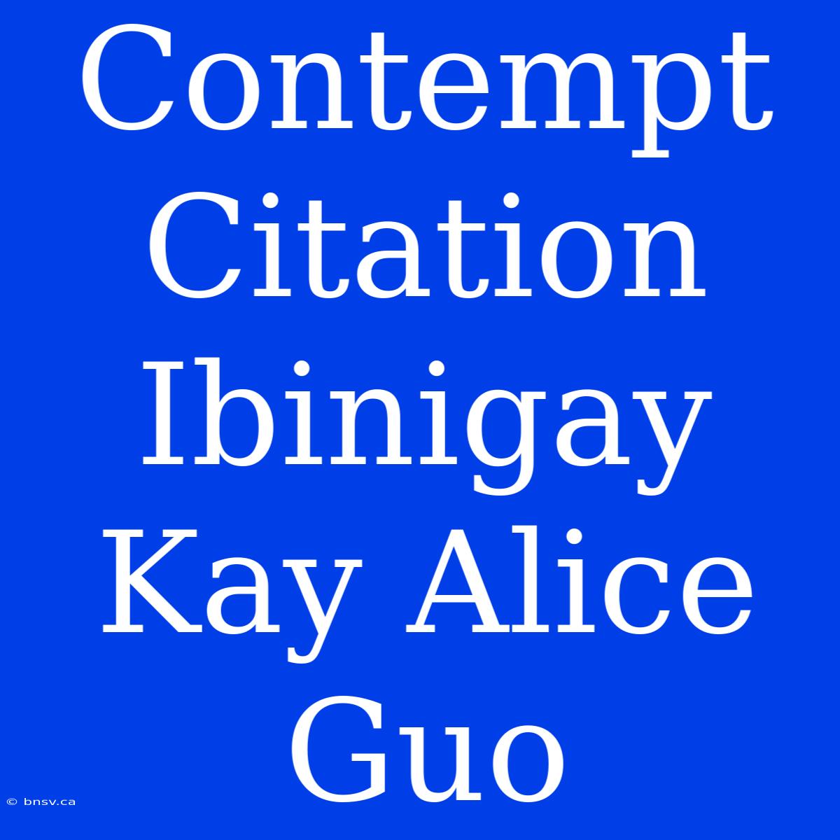 Contempt Citation Ibinigay Kay Alice Guo