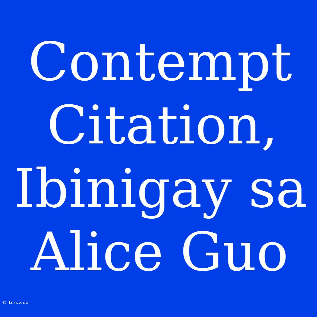 Contempt Citation, Ibinigay Sa Alice Guo