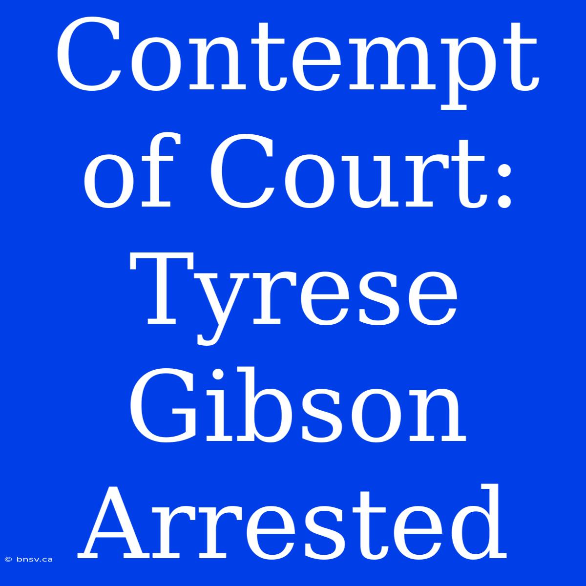 Contempt Of Court: Tyrese Gibson Arrested