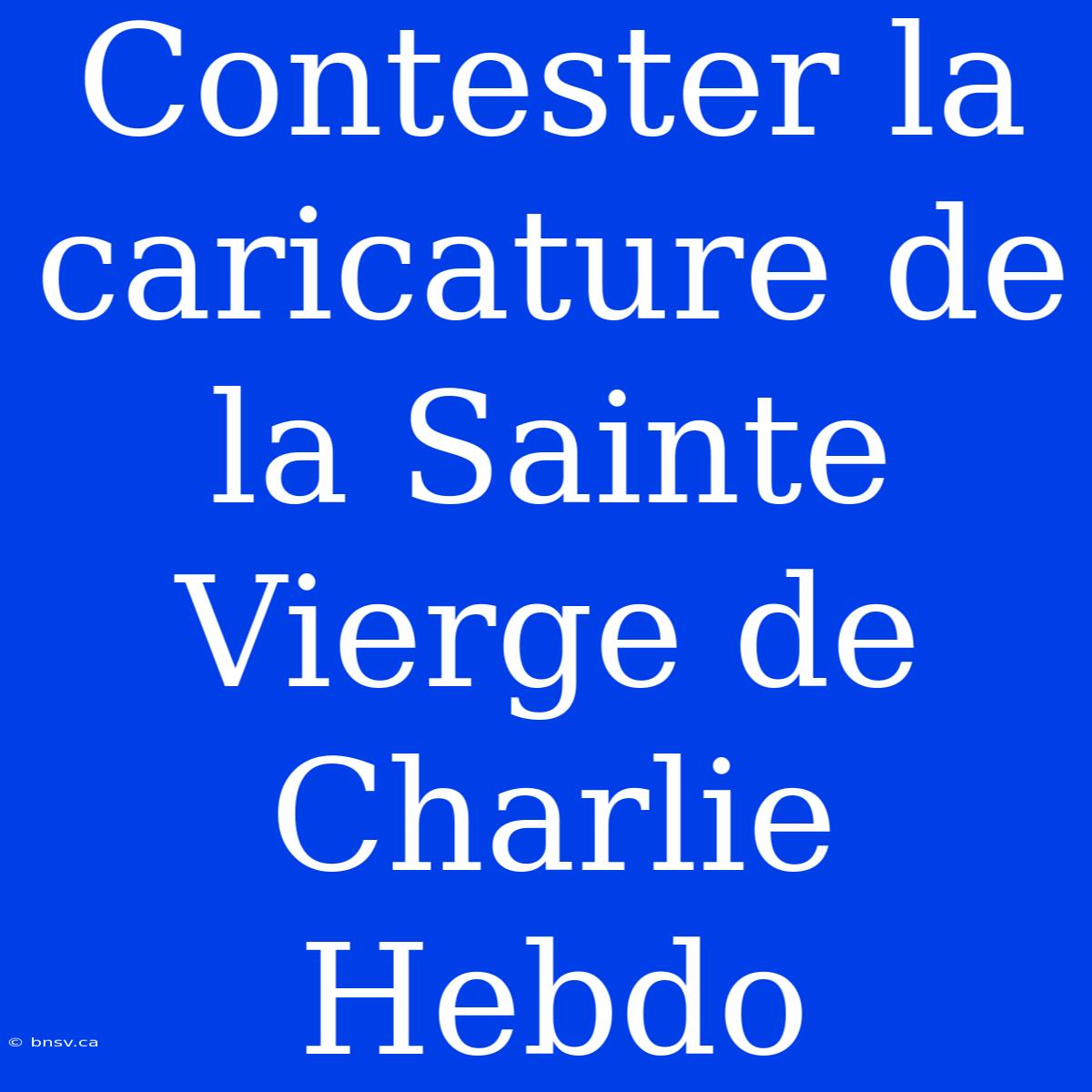 Contester La Caricature De La Sainte Vierge De Charlie Hebdo