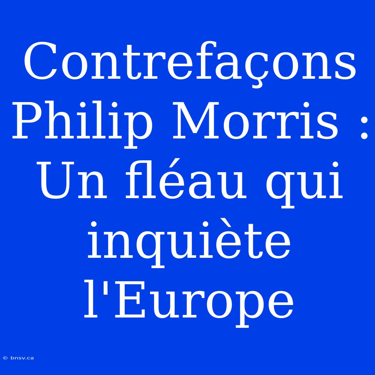 Contrefaçons Philip Morris : Un Fléau Qui Inquiète L'Europe