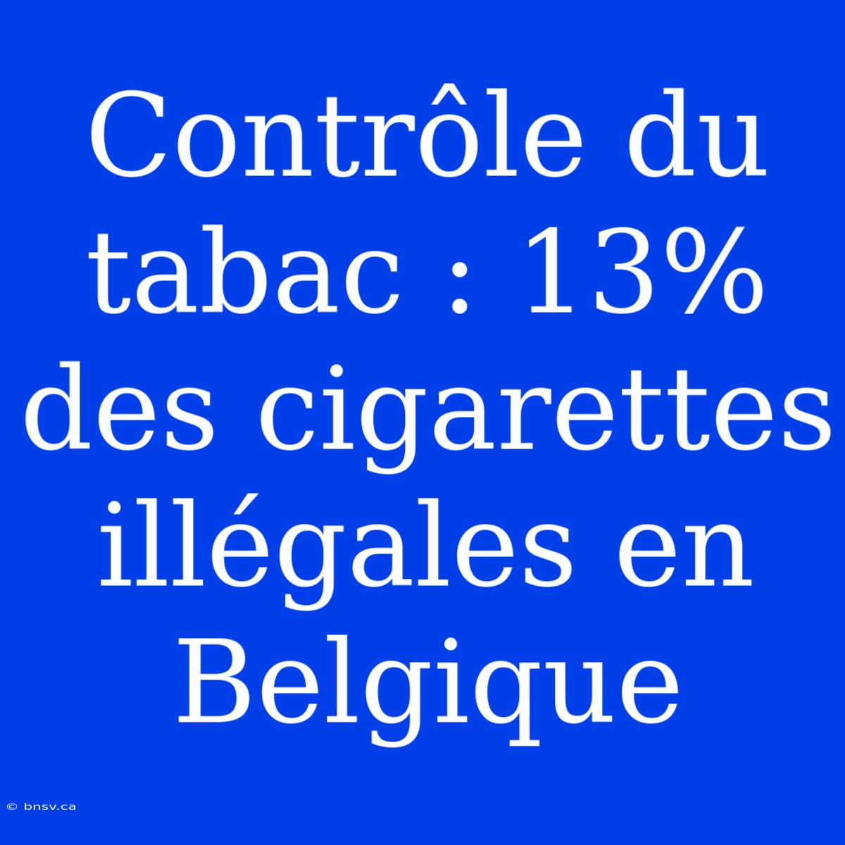 Contrôle Du Tabac : 13% Des Cigarettes Illégales En Belgique